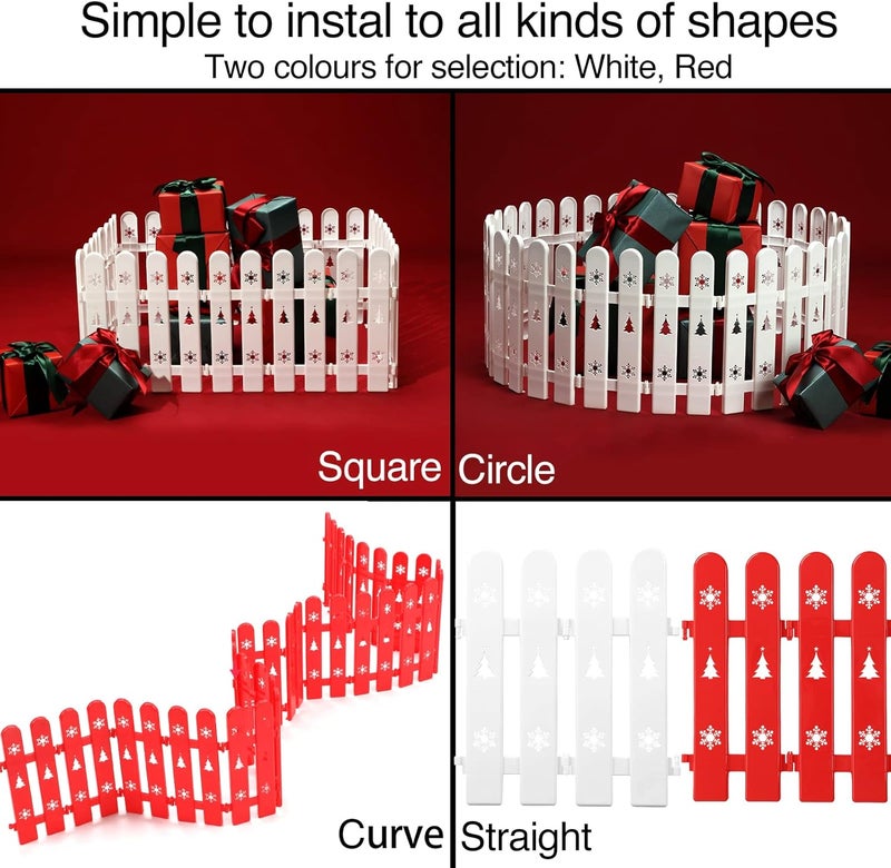 Oliynedy Christmas Tree Fence Protector for Kids, Dogs, Pets - 30 Pack Indoor Plastic Red Picket Fence Decoration - Image 4